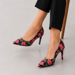Christian Siriano for Payless Womens Floral Rose Pointed Toe Stiletto Pumps 6